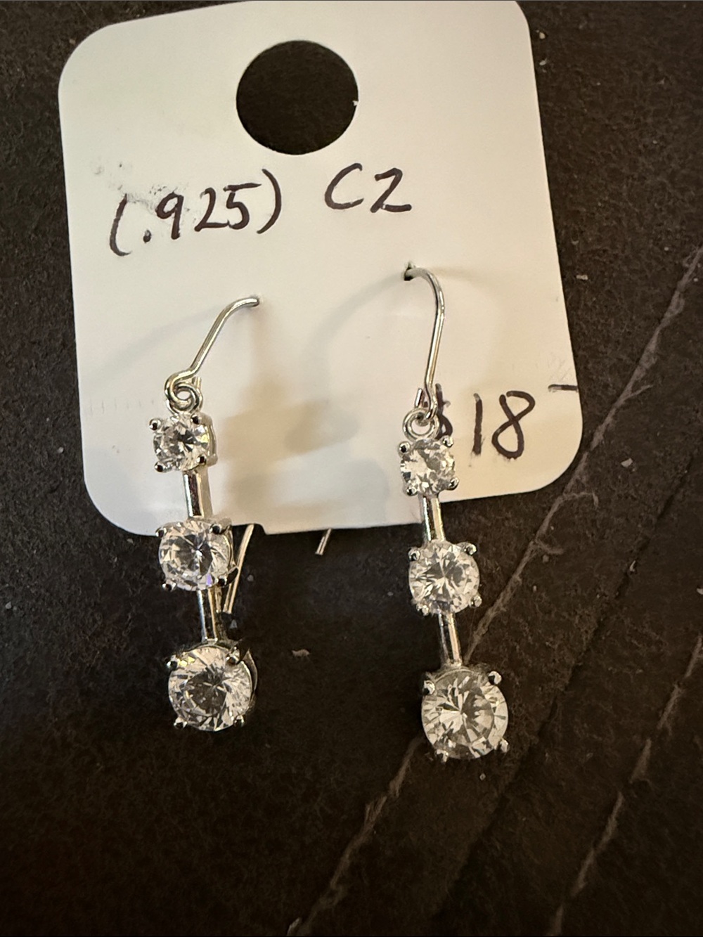 Sterling-Finish Clear CZ Triple Drop Earrings